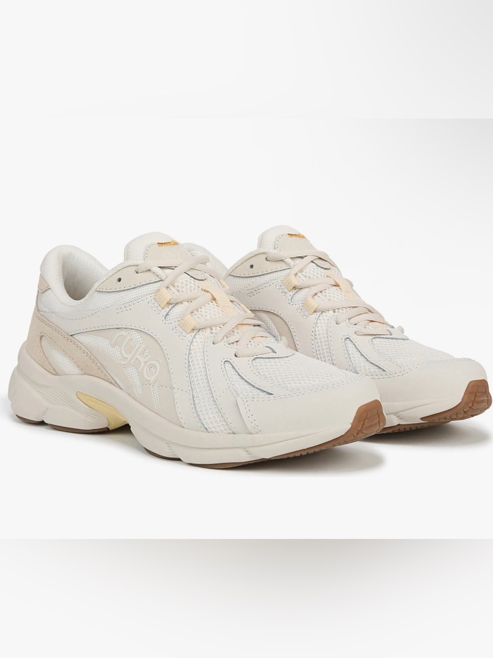 Ryka Women's Cream and Tan Mesh Athletic Sneakers